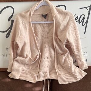 Lunalba  100% cashmere Soft Cream Cardigan Sweater detail tie in the back